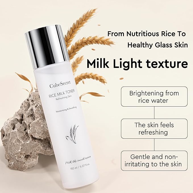 Rice Skin Toner Deep Hydrating Soothing Toner, Create Glass Skin Contains Niacinamide, Ceramides, Rice Bran Extract, Panthenol, Fragrance-Free, Cruelty-Free, Vegan, Suitable for All Skin Types