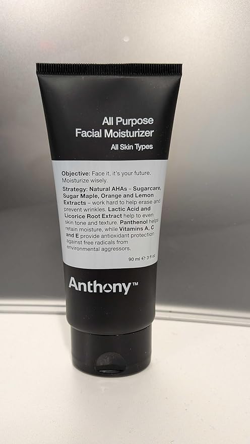 Anthony All-Purpose Facial Moisturizer for Men, Hydrating Lotion for Dry Skin, Lightweight, Non-Comedogenic, Anti-Aging Formula, 3 Fl Oz, Pack of 3