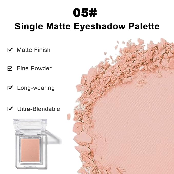 Matte Rosy Brown Single Eye Shadow Palette Makeup, Neutral Powde Eye Shadow for Women, Eye Brightener Eye Shadow Primers, Monochrome Natural High Pigment Mini Eyeshadow, sombras para ojos