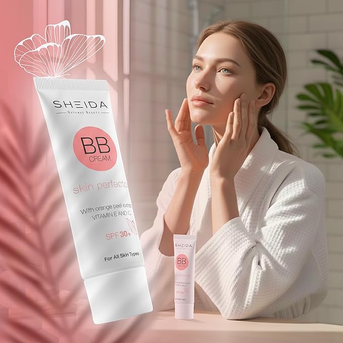 Sheida BB Cream with SPF 30+, Hydrating Daily Tinted Day Cream, Natural Finish, Buildable Light Coverage, 24h Moisture, Vitamin C & E for Even Skin Tone and Radiant Look – 50 ml (Extra Light)
