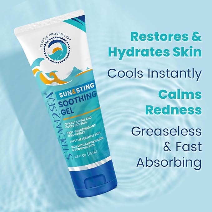 STREAM 2 SEA 6 Pack Natural Travel Sized Toiletries, 1oz Paraben Free Sample Size Shampoo, Conditioner, Lotion, Mineral Sunscreen SPF 20 and SPF 30 and After Sun Gel