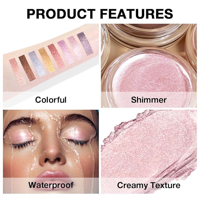 Soft Rose Mist Cream Shimmer Eyeshadow – Rose Lilac Pearl Mousse Eye Shadow, High Pigment Glitter Pink Eyeshadow, Waterproof Long-Lasting Crease-Proof Single Shade for Natural Everyday Eye Makeup 2