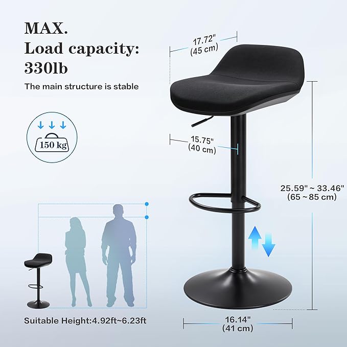 IWMH Standing Desk Stool, Height Adjustable Standing Desk Chair, Ergonomic Sit Stand Stool with Footrest, 360° Swivel Leaning Stools for Office Home (Black)