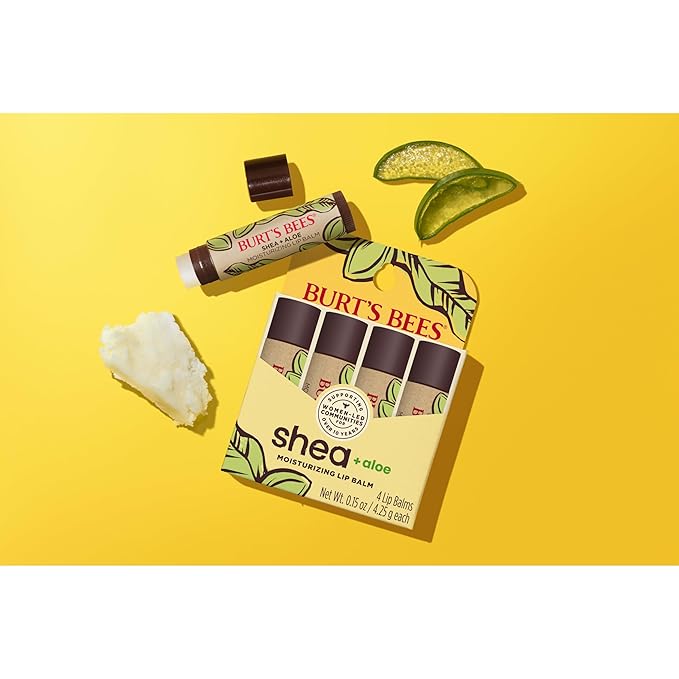 Burt's Bees Easter Basket Stuffers, Lip Balm, Beeswax, Strawberry, Coconut and Pear, and Vanilla Bean Pack, With Responsibly Sourced Beeswax, Tint-Free, Natural Lip Treatment, 4 Tubes, 0.15 oz.