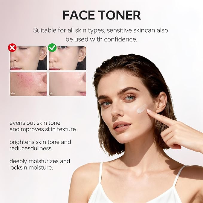 Vitamin C Facial Toner with Niacinamide & Hyaluronic Acid - Hydrating Pore Minimizing Formula for Glowing Skin - Alcohol-Free Brightening Face Toner for Sensitive & Dry Skin (100ml) (2pcs)