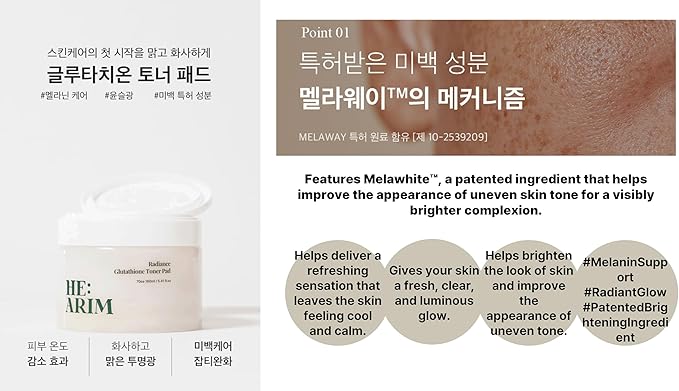 K-Beauty Toner Pads – Brightening & Hydrating with Glutathione and Niacinamide | 70 Pre-Soaked Sheets in 160ml Essence for Radiant Korean Skincare