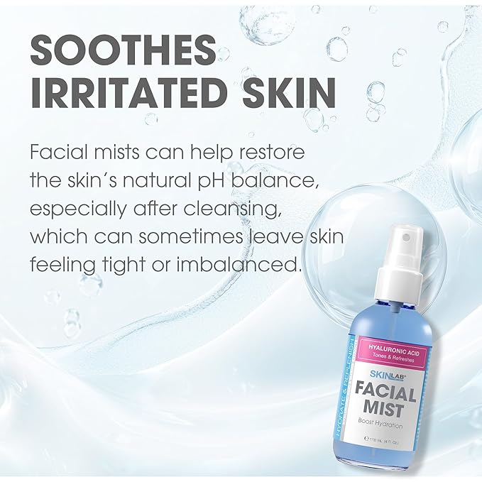 SKIN LAB Hydrate & Replenish Facial Mist Spray – Hydrating Face Mist with Hyaluronic Acid, Algae & Seaweed Extracts – Moisturizing Facial Spray Toner for Soft, Fresh, Dewy Skin, 4 fl. oz (118 mL)