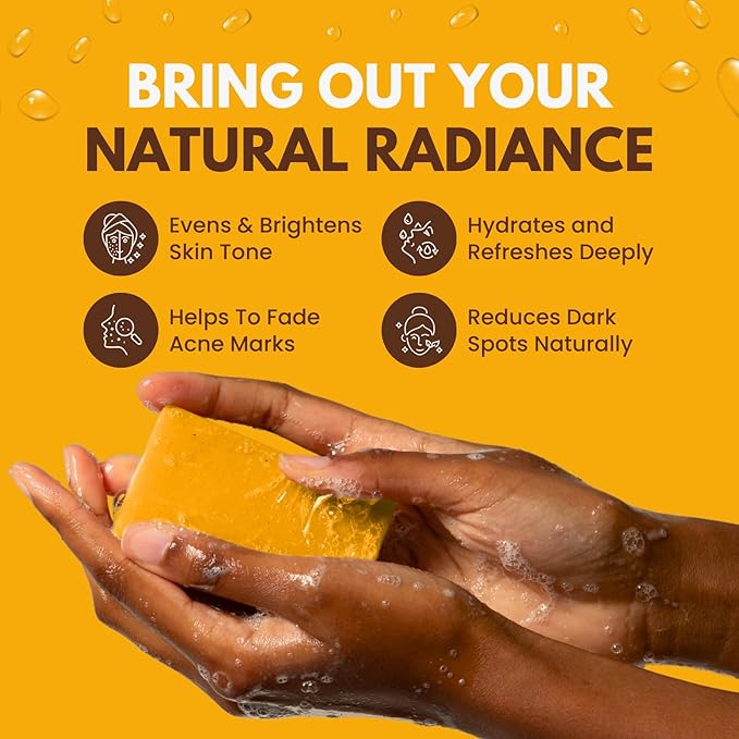 Dr. Melanin Organic Kojic Acid Turmeric Soap for Dark Spots, Hyper-Pigmentation Corrector, Face and Body Brightening Bar - Natural Lemongrass Cleansing Wash