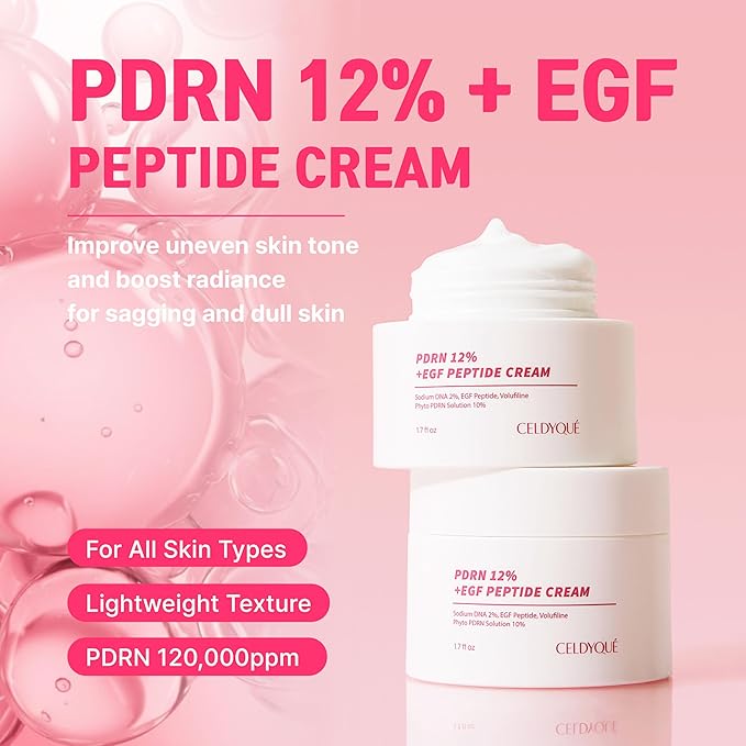PDRN 120,000 ppm EGF Peptide Cream – Volufiline & Salmon DNA + 12% Phyto PDRN – Post Microneedling Aftercare Anti-Aging Face Cream w/Niacinamide & Hyaluronic Acid 1.7 oz