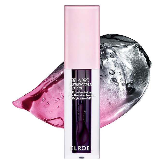 Blanc Essential Lip Oil - 50HR Moisturizing, Hydrating & Color Changing Korean Tinted Lip Oil Gloss Makeup with 6 Plant Extracts - Lightweight, Non-Sticky Finish 0.15 fl oz (#05 Blackberry)