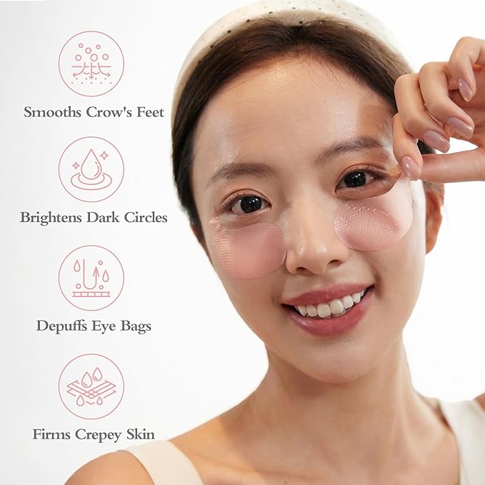 PDRN Under Eye Patches for Puffy Eyes and Dark Circles, 5000ppm Salmon DNA & Retinal Eye Mask for Face, Anti Aging Hydrogel Eye Gels for Smile Line, Wrinkles & Bags, 60 Pcs