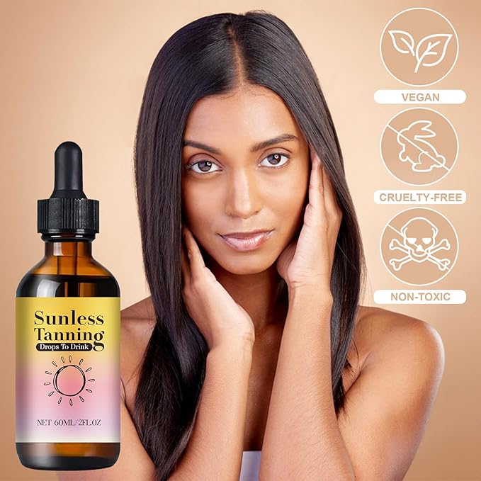 Sunless Tanning Drops to Drink, 60ML Promotes Skin Health and Pigmentation, Natural Sunless Self Tanner for Radiant Skin Tone, Nourishing And Moisturizing, No Sun Exposure Needed - 1 PCS