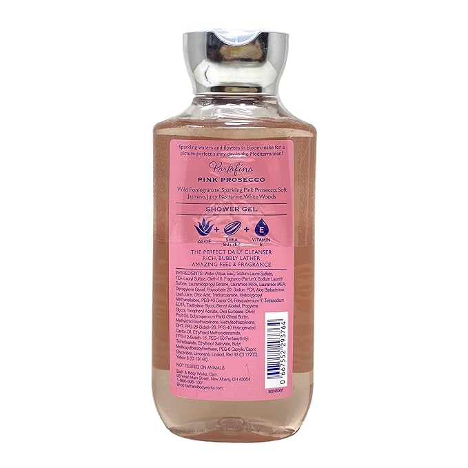 Bath & Body Works Portofino Pink Prosecco Fragrance Mist and Shower Gel Duo Set with a Himalayan Salts Springs Bar Soap - Full Size