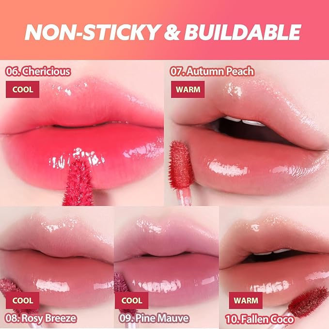 MILKTOUCH Jelly Lip Glow Tint - Hydrating Lip Gloss with Long-Lasting Moisture, Lip Stain, Lightweight, Radiant Shine, Perfect for Daily Use | Stocking Stuffers for Women (03 Cool Time Berry)