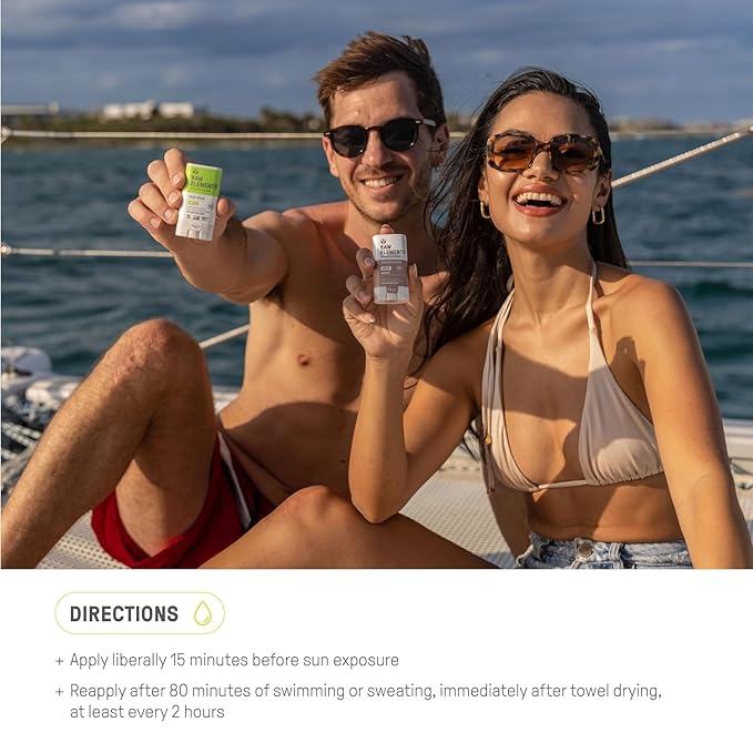 Raw Elements Face All-Natural Mineral Sunscreen Stick, Non-Nano Zinc Oxide, 95% Organic, Water-Resistant 80 Min, Reef Safe, All Ages Safe, SPF 30+, Travel Sunblock 0.5 oz 2PK