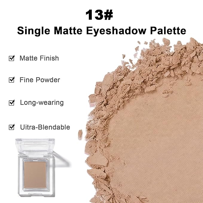 Matte Beige Brown Single Eye Shadow Palette Makeup, Neutral Powde Eye Shadow for Women, Eye Brightener Eye Shadow Primers, Monochrome Natural High Pigment Mini Eyeshadow, sombras para ojos