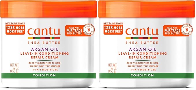 Cantu Leave-In Conditioning Repair Cream, 16 oz | Argan Oil | Pack of 2