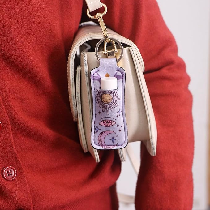 DMLSKY Lip Balm Holder Keychain, Sleeve Pouch for Mini Lipstick, Cute Portable Key Chain Accessories for Lip Gloss