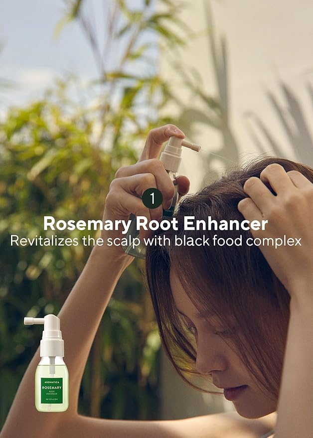 AROMATICA Rosemary Scalp Scaling Trial Kit - Travel Size Korean Hair Care Kit for Women with Mini Wooden Brush, Gentle Exfoliating Scalp Care for Hair Growth Product, with Rosemary Oil & Vegan Formula