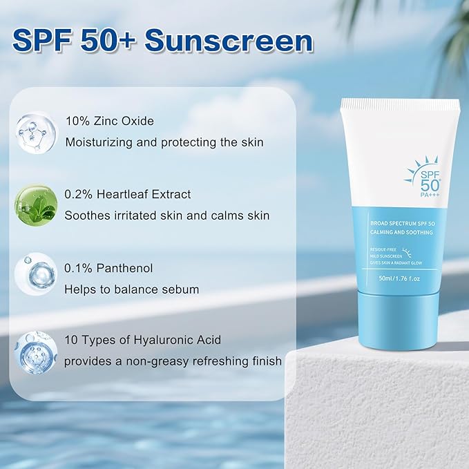 Tinted Sunscreen for Face - Protector Solar Para La Cara 50ml, Broad Spectrum SPF50+, Natural Light Coverage, Lightweight Non-Greasy, No White Cast, Daily Wear with Moisturizer 1.76 Fl.oz/1PC