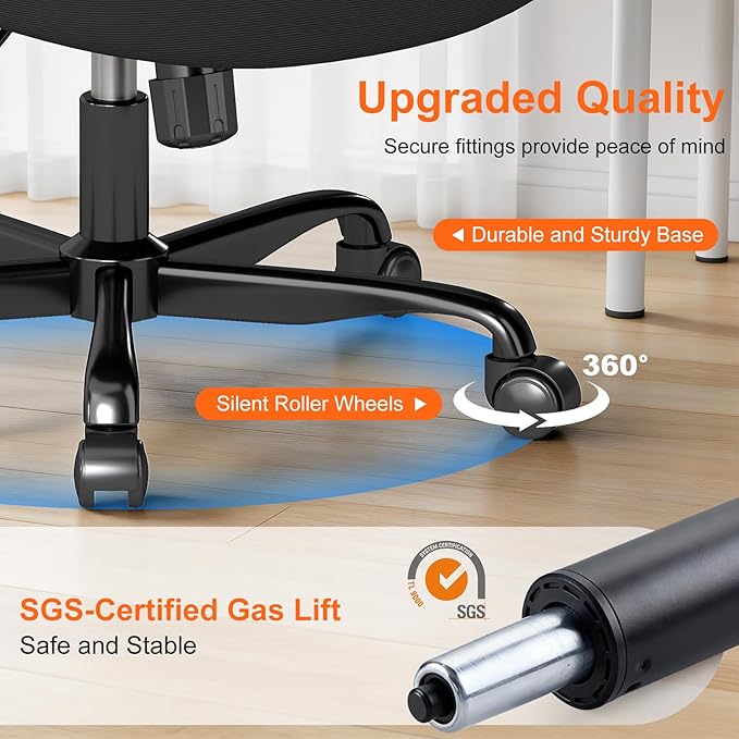 Ergonomic Office Chair – Comfy Mesh Desk Chair with Flip-Up Armrests & Silent Wheels, Adjustable Height Home Computer Chair, Breathable & Supportive for Long Hours Sitting