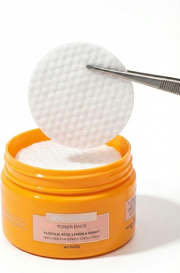 Global Beauty Care Vitamin C Toner Pads - Exfoliating Toner Pads for Face with Glycolic Acid, Lemon & Honey, Helps Even Skin Tone & Glow, Dual Textured Facial Pads, 40ct (1-Pack)