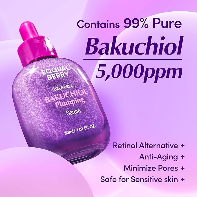 EQQUALBERRY Toner & Bakuchiol Serum Set – Hydrating & Anti-Aging Duo for Sensitive Skin | Pore Minimizing & Wrinkle Reducing | Gentle Skincare with Natural Retinol Alternative