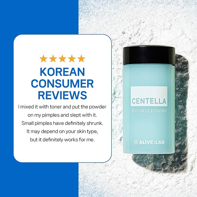 ALIVELAB Centella Dressing Powder – Acne Spot Treatment for Face | Pimple & Cystic Acne Care | Redness-Calming, Oil-Absorbing Powder for Sensitive Skin | Korean K-Beauty Blemish Care – 0.27oz