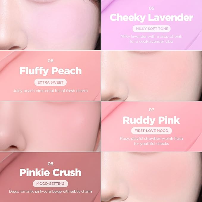 lilybyred Luv Beam Cheek Balm | Heart-Shaped Korean Cream Blush, Semi-Matte Finish, Long-Lasting, Blendable & Buildable, Soft Creamy Texture, Lightweight, Natural Flush, 0.12 oz. (08 Pinkie Crush)