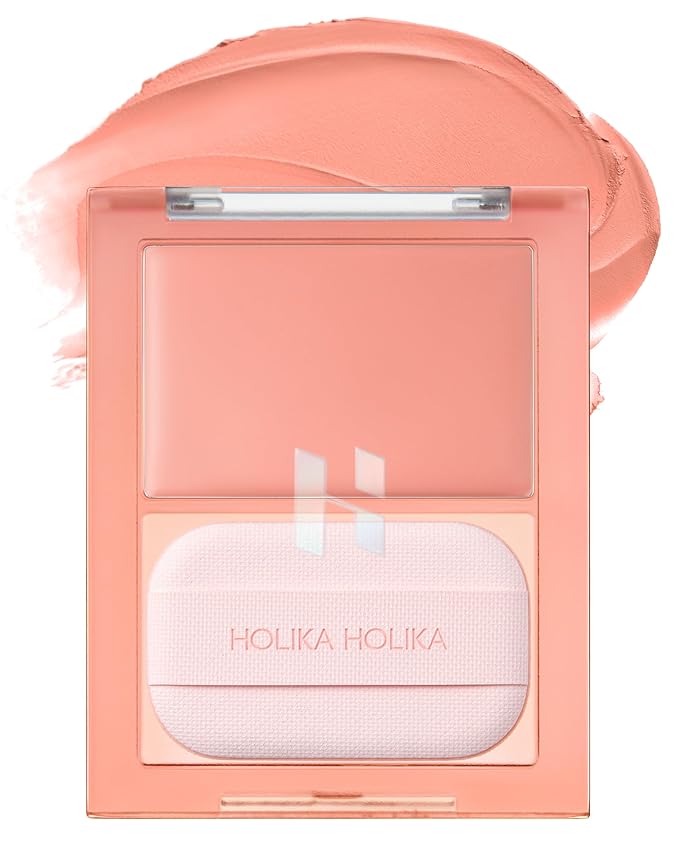 HOLIKA HOLIKA Tinted Milk Cream Blush 07 Rosy Oat - Korean Face Makeup with Built-In Puff, Semi-Luminous Milky Color, High Powder Content Formula, Transparent Finish for Semi-Matte Glow