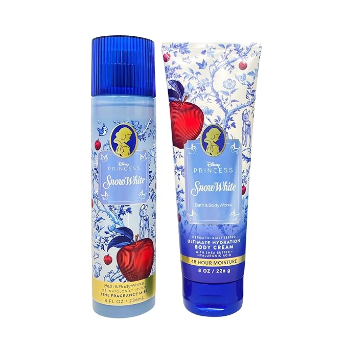 Bath & Body Works Limited Edition Princess Collection Snow White Fine Fragrance Mist, Ultimate Hydration Body Cream with a Perfectly Peeled Bar Soap