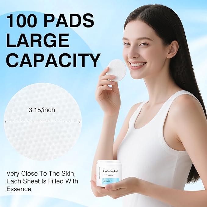 Toner Pads Pore Skincare, Ice Cooling Pad for Exfoliation Care 100 Pads with Collagen Extract for Soothing, Moisturizing, Niacinamide Toner for Women Men Skincare, Ideal for All Skin Types