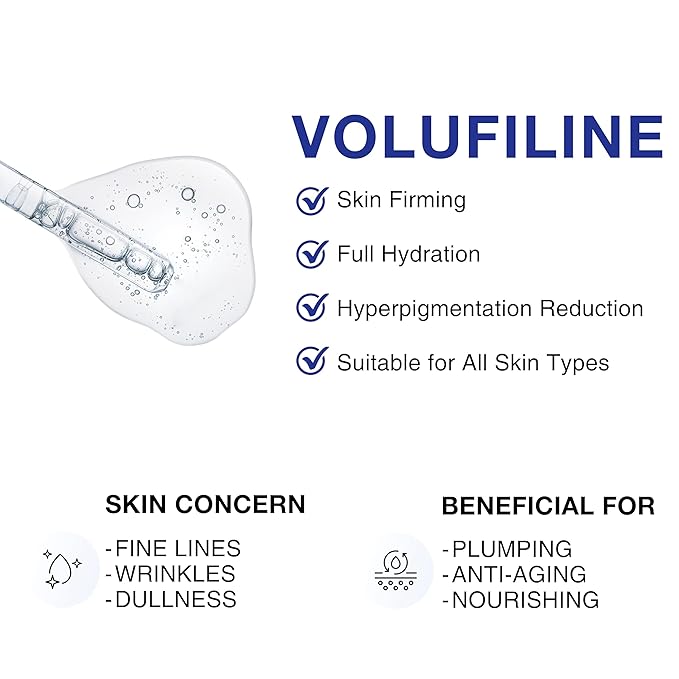 Volufiline 100% Concentrate Firming Serum for Sagging Skin – Face Tightening, Jawline & V-Line Contour Booster, Anti-Wrinkle Collagen Enhancer | Fast-Absorbing Mix-in Korean Skincare