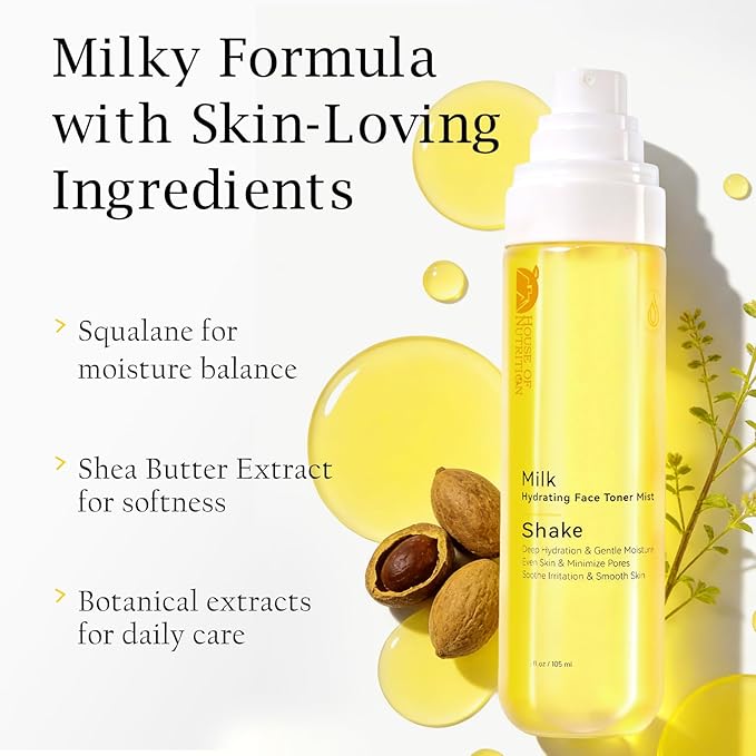 Hydrating Face Mist with Goat Milk Prebiotic – Alcohol-Free Facial Toner Spray with Hyaluronic Acid & Squalane, Soothing Pore-Refining Mist for Sensitive Skin, Fragrance-Free, 3.55 fl.oz
