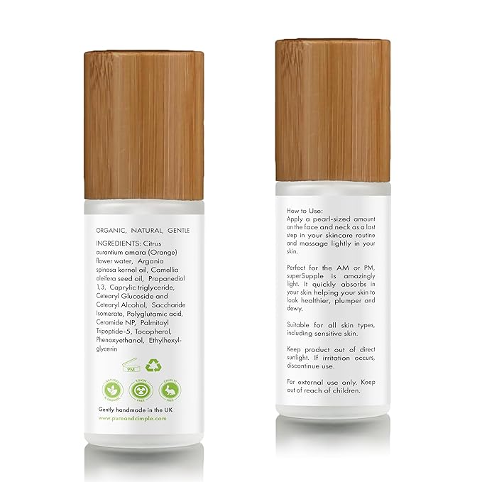 Pure & Cimple superSupple Barrier Repair Moisturizer – Organic Ceramide & Peptide Face Cream for Dry, Sensitive Skin – Triple Lipid Complex – Hydrating, Fragrance-Free Daily Facial moisturizer – 60ml