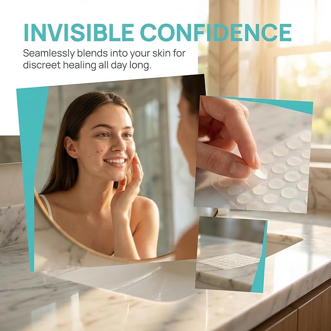 Pimple Patches for Face (180 Patches)，Clear Invisible Acne Patches，Hydrocolloid Acne Patches - Powerful Pus Absorption，Cover-Up Invisible Pimple Patches - Conceals Blemishes Completely (180)