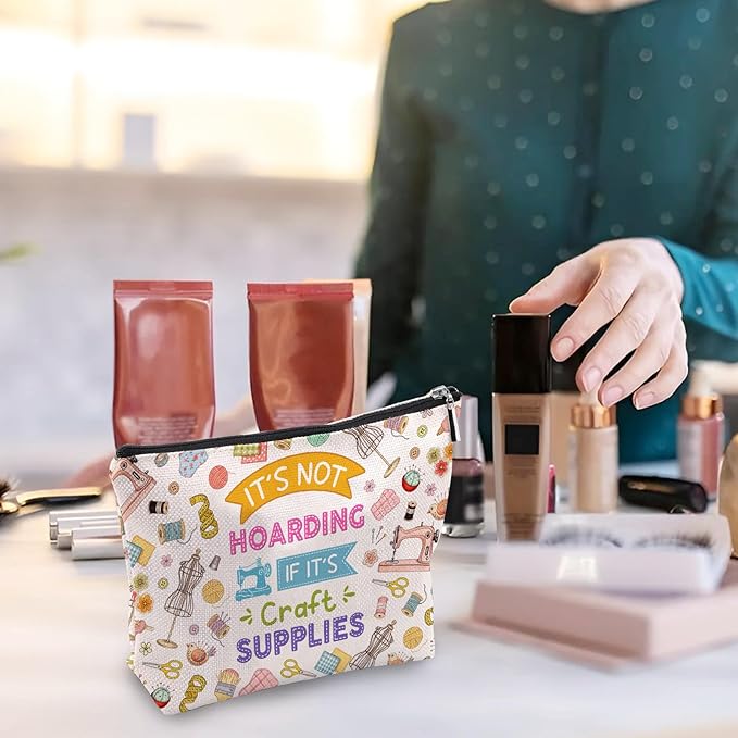 Craft Makeup Bag, Craft Gifts For Women, Crafter Makeup Pouch, Crafter Travel Toiletry Bag With Zipper, Birthday Gifts For Mom Sister, Travel Toiletry Bag