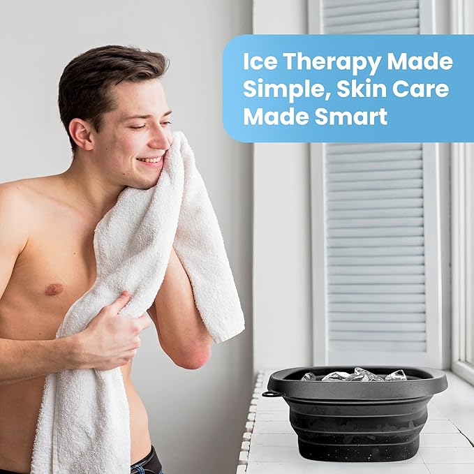 Face Bowl for Ice - Ice Face Plunge Bowl Collapsible, Silicone Facial Tub for Cold Water Therapy, Large Portable Ice Bath Basin for Skin Tightening, Puffiness Relief, Dunking and Rejuvenation, Unisex