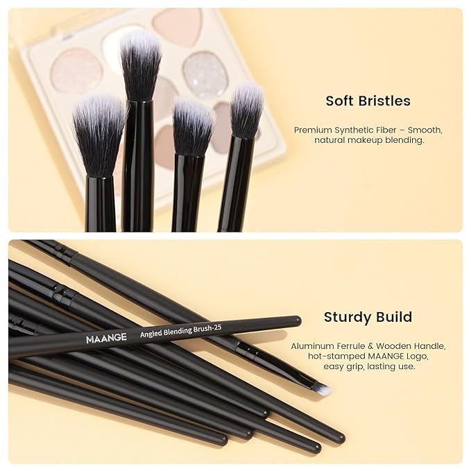 MAANGE Eye Makeup Brushes, 41 Pcs Premium Synthetic Precision Makeup Brush Set Contour Blush Concealers Eyeshadow Eyeliner Blending Make Up Brush Kit (Black, 41 Piece Set)