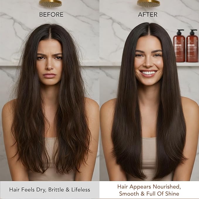 Botanic Hearth Argan Oil Shampoo And Conditioner Set | 16 Fl Oz Each With Keratin, Restorative & Moisturizing, Sulfate Free | All Hair Types & Color Treated Hair, Men And Women | (Packaging May Vary)
