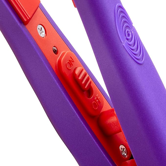 Professional Ceramic Mini Flat Iron 1/2", Anti-Frizz, Fast Heating, Versatile Styling for Curly & Straight Hair, Ideal for Traveling with Travel Pouch (Violet)