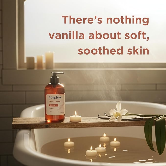 Soapbox Liquid Hand Soap, Vanilla Bean - Gentle, Moisturizing Hand Cleanser, Vegan, Cruelty Free Hand Soap for Bathroom and Kitchen, 12oz Pump Bottles (Pack of 3)