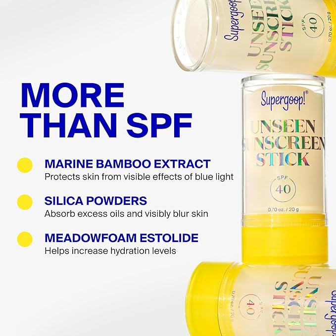 Supergoop! Unseen Sunscreen Stick - SPF 40 - Clear & Invisible Sun Protection - Broad Spectrum Face Sunscreen - Glides Over Makeup - Natural Finish - For All Skin Types - 0.7 fl oz
