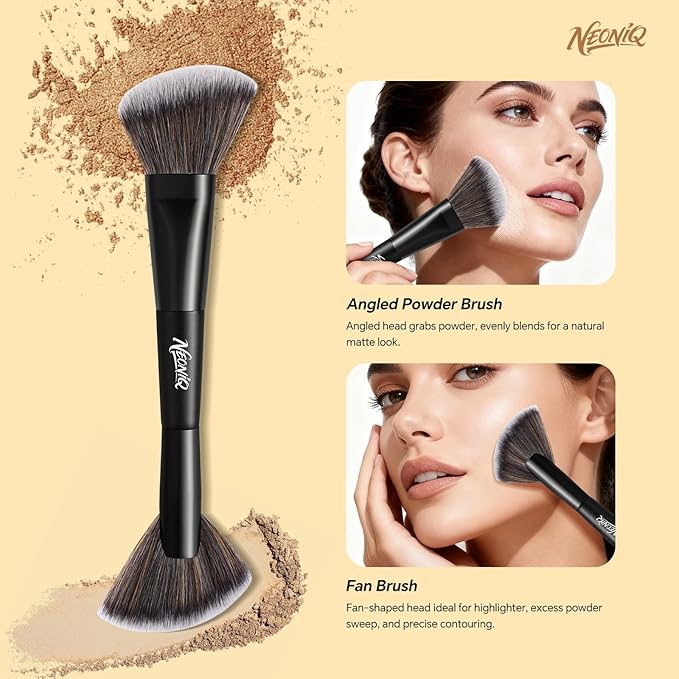 10 PCS Travel Makeup Brush Set With Bag, Makeup Brushes, Double-End Multi-functional Brushes for Foundation Powder Blush Eyeliner Eyeshadows, Professional Face Brush Set（Black）