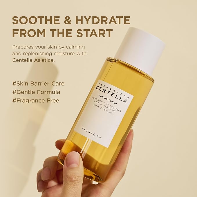 SKIN1004 Centella Toning Toner 13.52 fl.oz, 400ml, Korean Face Toner with Madagascar Centella Asiatica & Hyaluronic Acid for Hydrating, Soothing and Moisturizing, PHA Exfoliator, Korean Skin Care