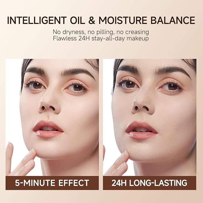 Foundation Stick Waterproof Natural Nude Makeup, Full Coverage Korean Makeup Skin Tint With Brush for All Skin(DEEP COOL,0.7 Oz / 20g)