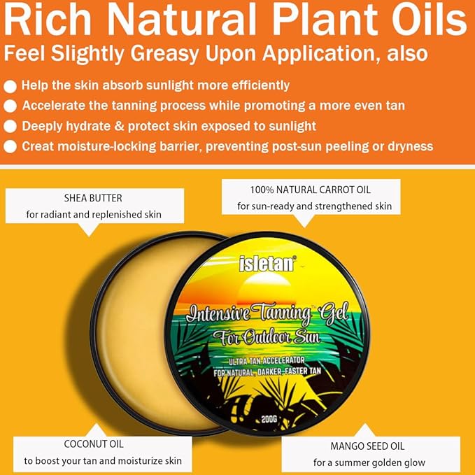 intensive tanning gel mango, tanning gel for outdoor sun, 200g