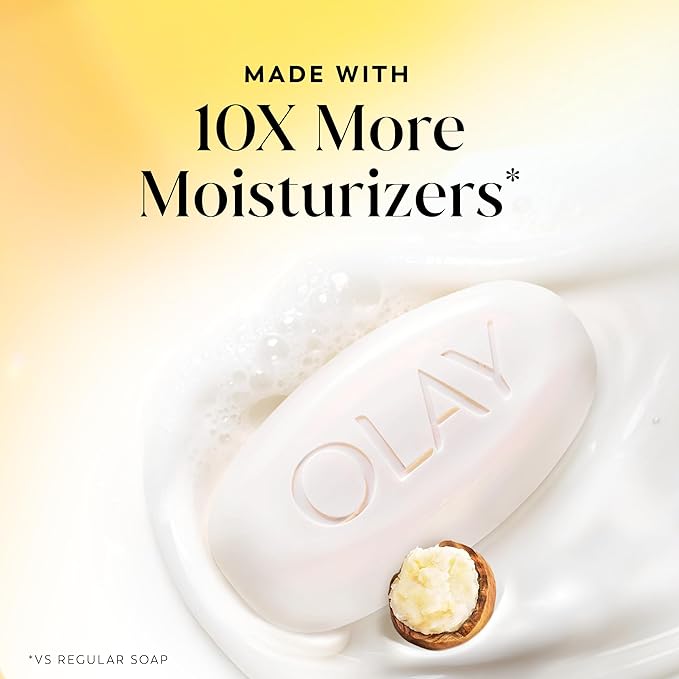 Olay Beauty Bar, Ultra Moisture,10x More Moisturizers, 24/7 Soft & Smooth Skin, Gentle Cleanse on Face & Body, Vitamin B3 Complex, For All Skin Types, Shea Butter Scent, 3.75 oz, (Pack of 8)