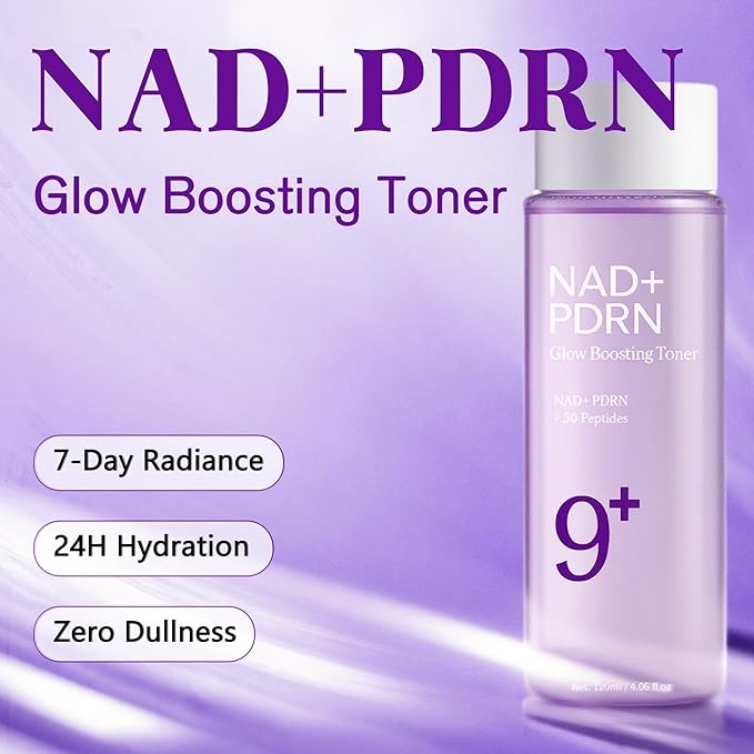 NAD+PDRN Glow Brightening Toner | No.9 Brightening Toner | Firming Skin,Anti Wrinkle,Soothing Moisturizing | Firming Skincare Products | 4.06FL OZ | 1PCS.