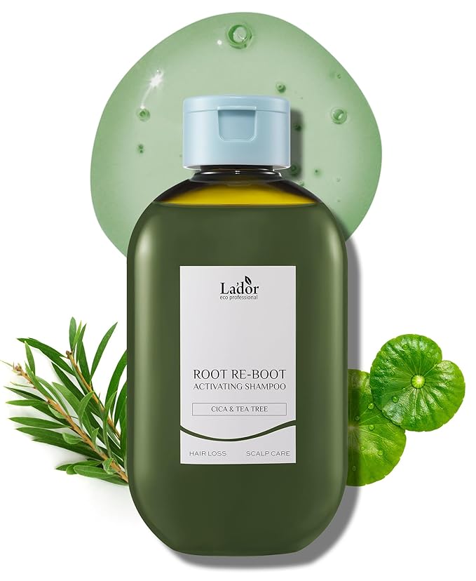 LADOR Root Re-boot Refreshing Hair Loss Relief Shampoo Activating w/Centella Asiatica & Tea Tree, Biotin - Shine, Deep Cleansing for Very Oily Scalp, Korean Haircare 10oz